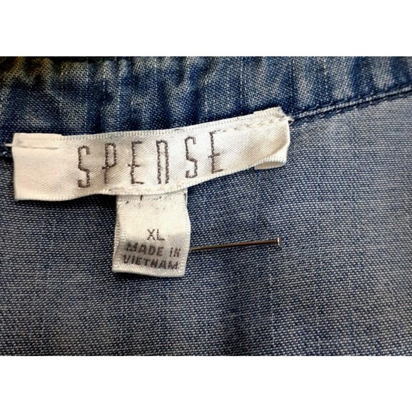 Spense Shirt Dress Womens Lyocell Sz M Blue Chambray Button Up Roll Tab Sleeves - Picture 7 of 10